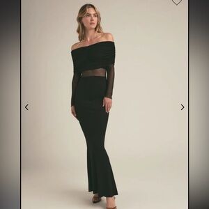 Favorite Daughter Black Off-Shoulder Maxi Dress with Sheer Waist